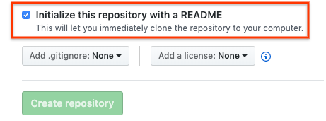 README ファイルで GitHub リポジトリを初期化する。