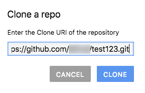 Tempel URL repositori, lalu clone.