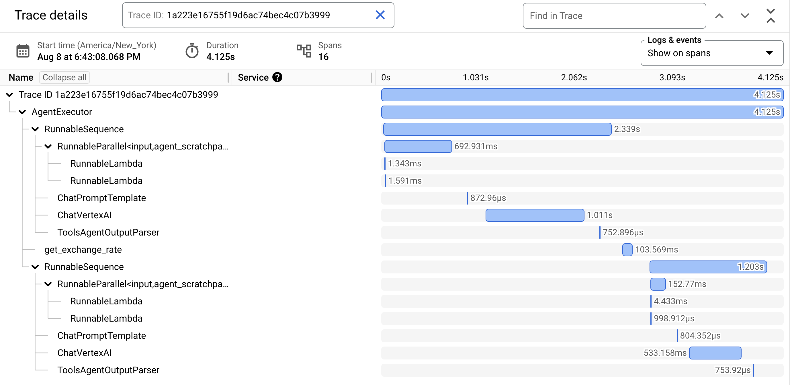 Traccia di esempio per una query