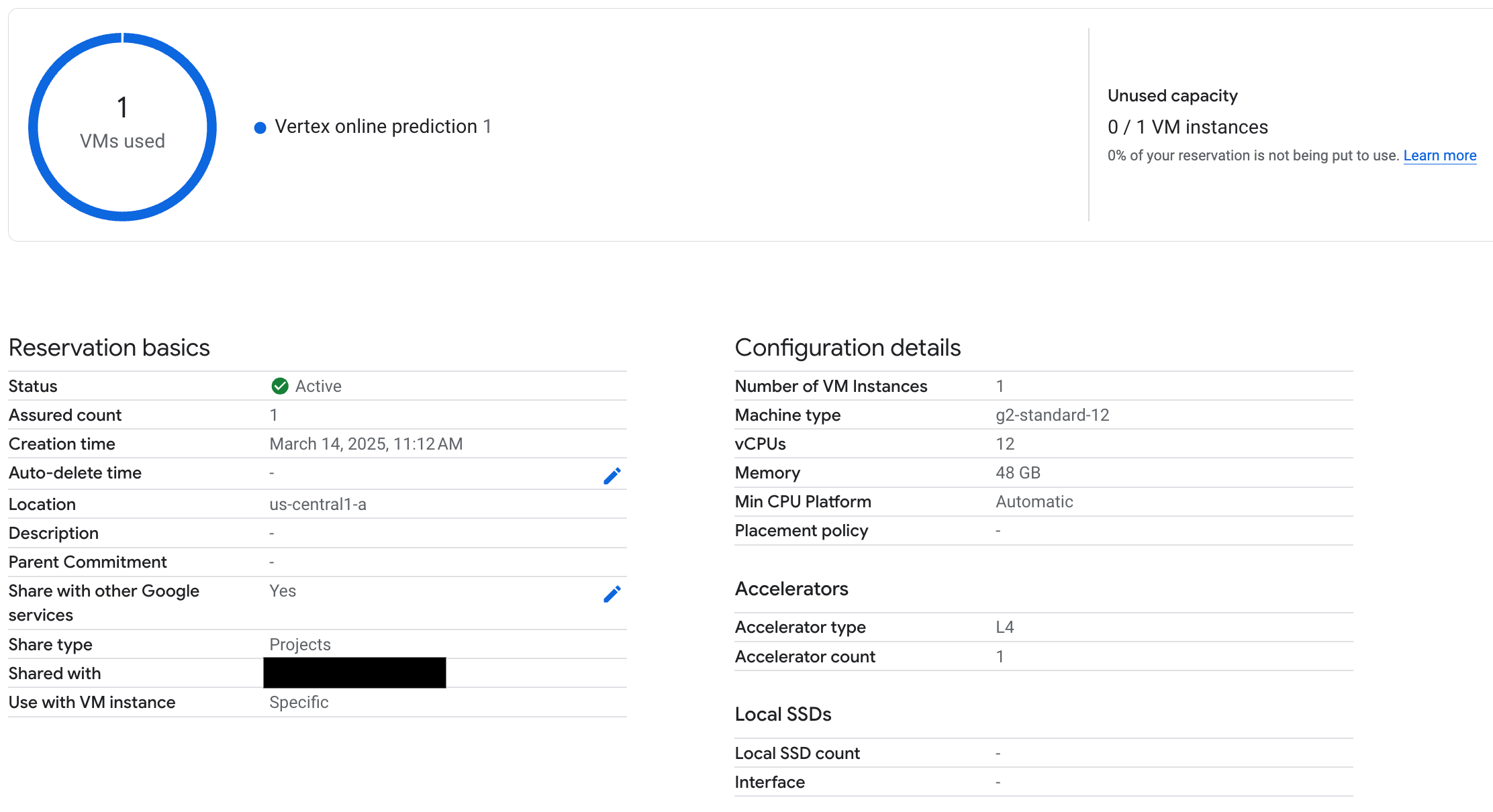 Vertex オンライン予測で予約が使用されていることを確認する