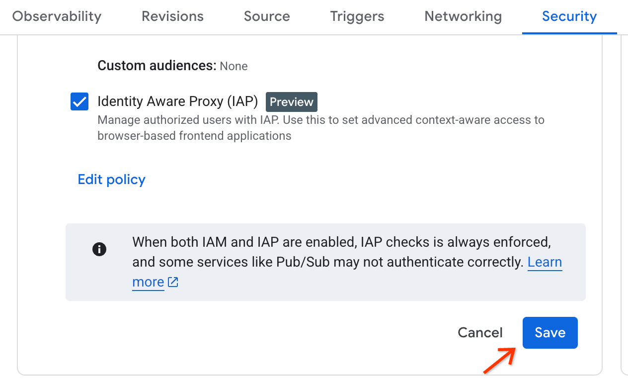 Enregistrer à nouveau dans l&#39;UI Cloud Run