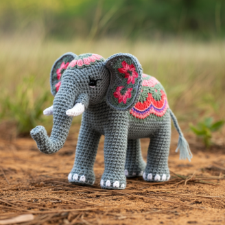 Archivo PNG de un elefante de ganchillo