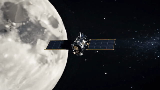 Satélite a flutuar na atmosfera.