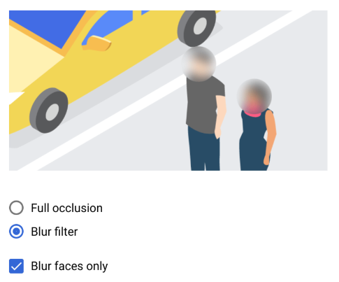 Ausgabe des Unkenntlichmachen-Filters mit der Option „Nur Gesichter unkenntlich machen“