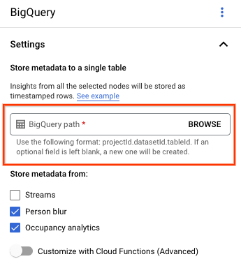 Specify table path left blank in UI