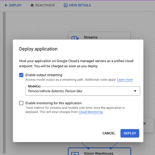 menu di deployment dell&#39;app nella console