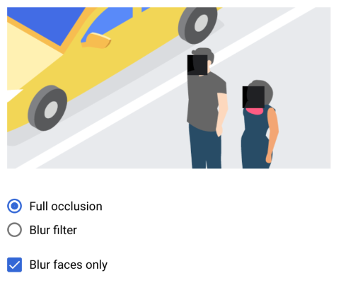 Occlusion complète avec sortie de l&#39;option &quot;Flouter les visages uniquement&quot;