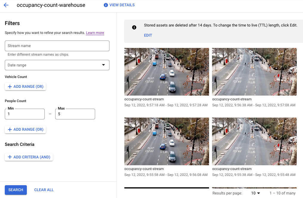 View of faceted stored data in UI