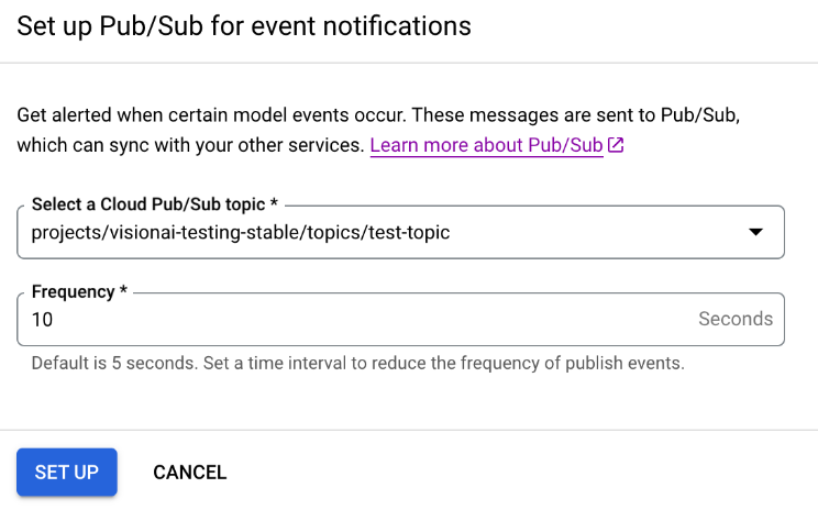 Set up event notification image in Cloud Console
