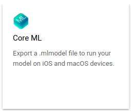Opción de exportar modelo de Core ML