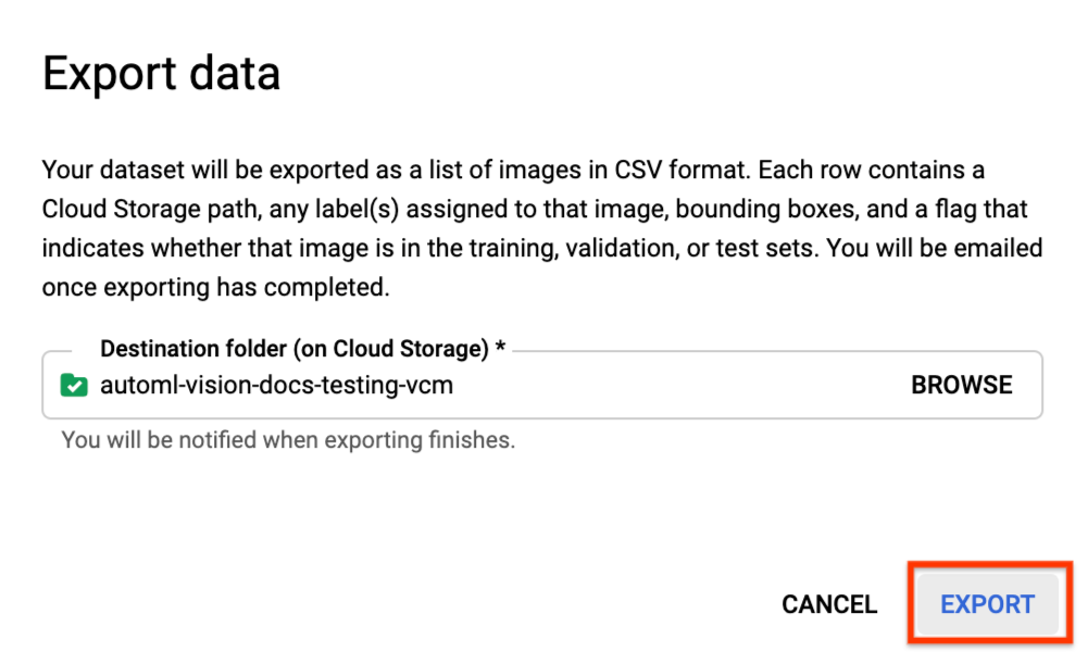 Schaltfläche zum Exportieren der CSV-Datei
