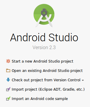 Popup di apertura del progetto di Android Studio