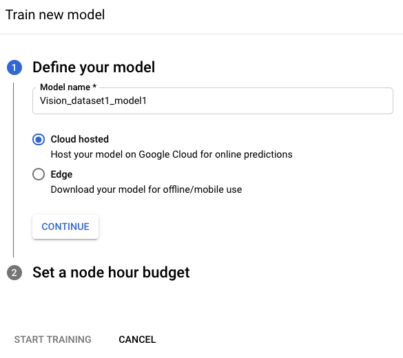 define your model section for training