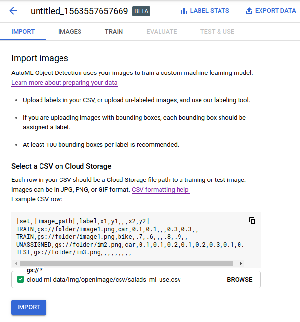 image Créer un fichier CSV à importer dans un ensemble de données