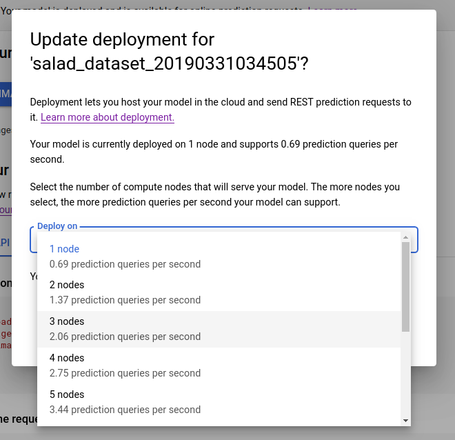 image of update deployment popup window