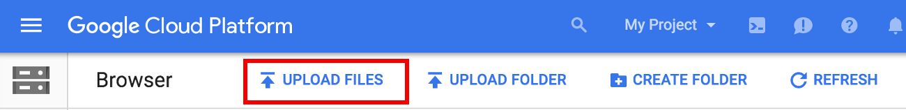 The Upload files button.