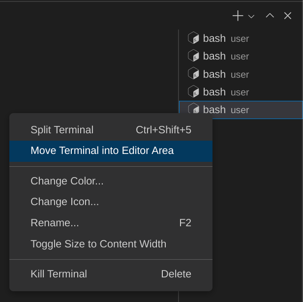 Daftar tab terminal