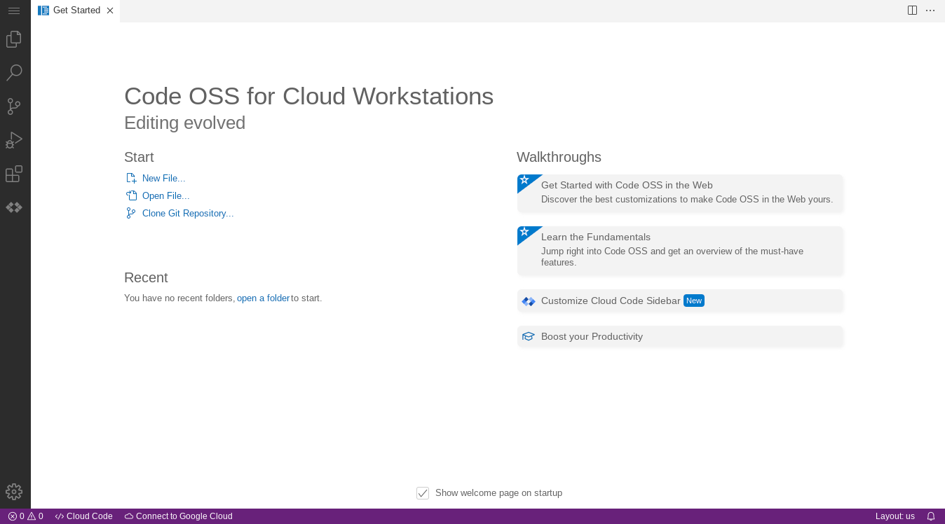 Cloud Workstations-Basiseditor