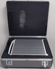 A photo of a Transfer Appliance inside an opened shipping
              case