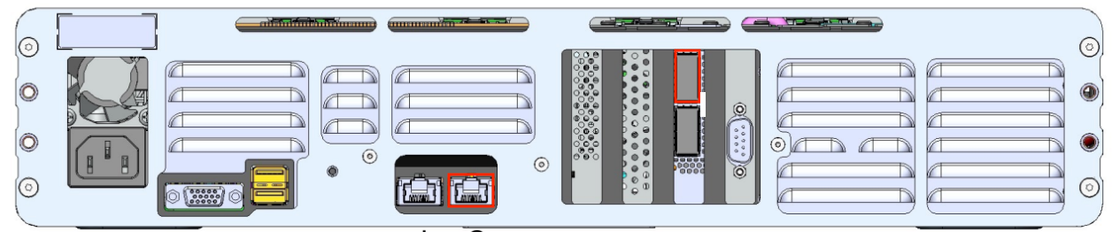 Network port highlighted on the appliance.